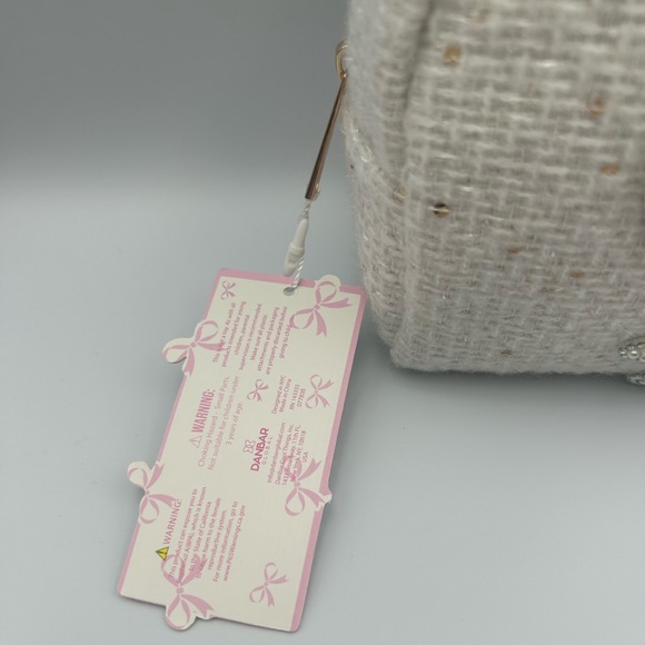 *New* Bow Fancy Off-White Knit Beaded Bow Makeup/Travel Bag - Picture 5 of 13